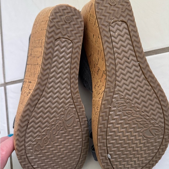 Skechers Denim Blue Wedge Sandals - Picture 6 of 8